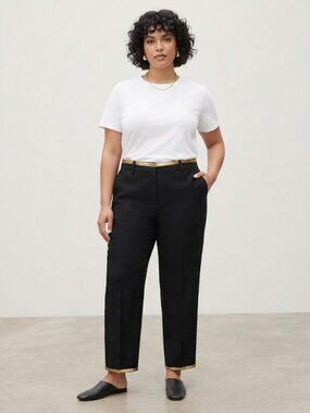 Forte Forte The Jewels Black Wool Blend Trousers Gold Trim Italy Sz 34